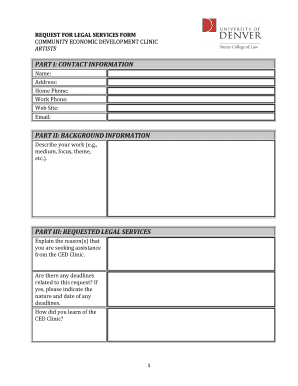 REQUESTED LEGAL SERVICES  Form