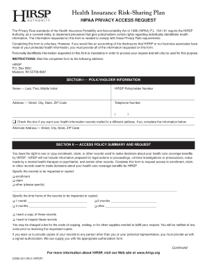 HIPAA PRIVACY ACCESS REQUEST Hirsp  Form