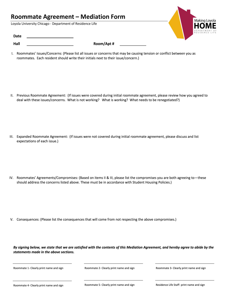 Roommate Mediation Form