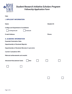 Student Research Initiative Scholars Program Academics Boise  Form