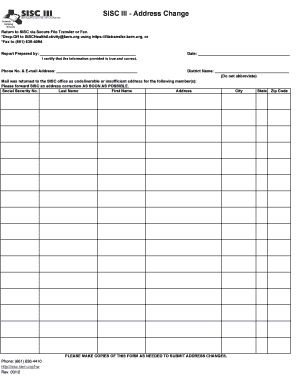 SISC Address Change Form Yosemite