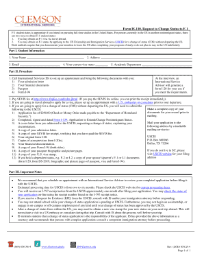 Form is 110, Request to Change Status to F 1 Media Clemson