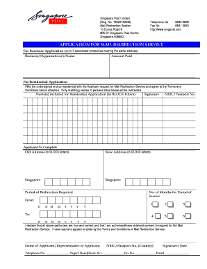 Singpost Redirect Mail  Form