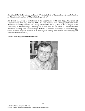 Biodata of Derek R Lovley Author of Potential Role Geobacter Org  Form