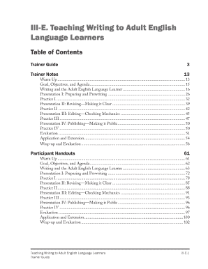 III E Teaching Writing to Adult English Language Learners Cal  Form