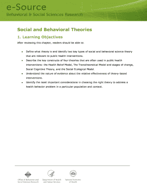 Social and Behavioral Theories  Form