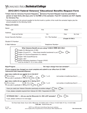 Veterans&#039; Educational Benefits Request Form Matc