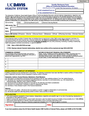 Disclosure OCME Form UC Davis Health System University of Ucdmc Ucdavis