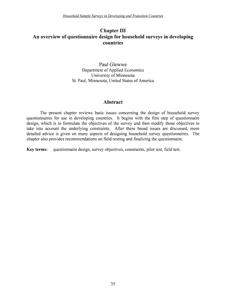 An Overview of Questionnaire Design for Household Surveys in Developing  Form