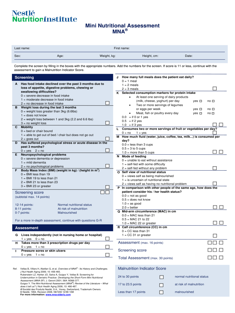 Nutritional Assessment  Form