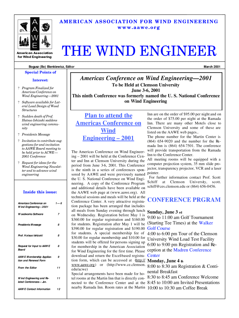 The Wind Engineer the American Association for Wind Engineering Aawe  Form