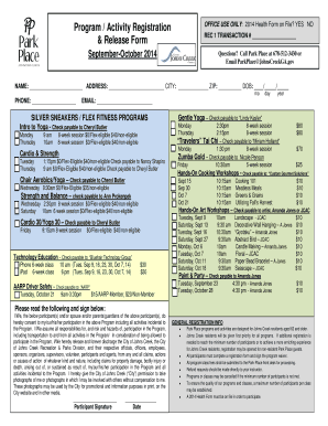 City of Johns Creek Park Place Registration Form for Nov Dec Johnscreekga