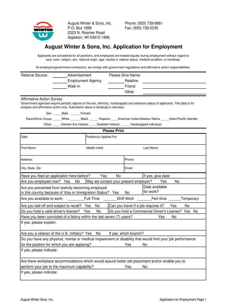 Application Job August  Form