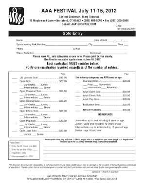 Entry Forms 2 the American Accordionists&#039; Association!
