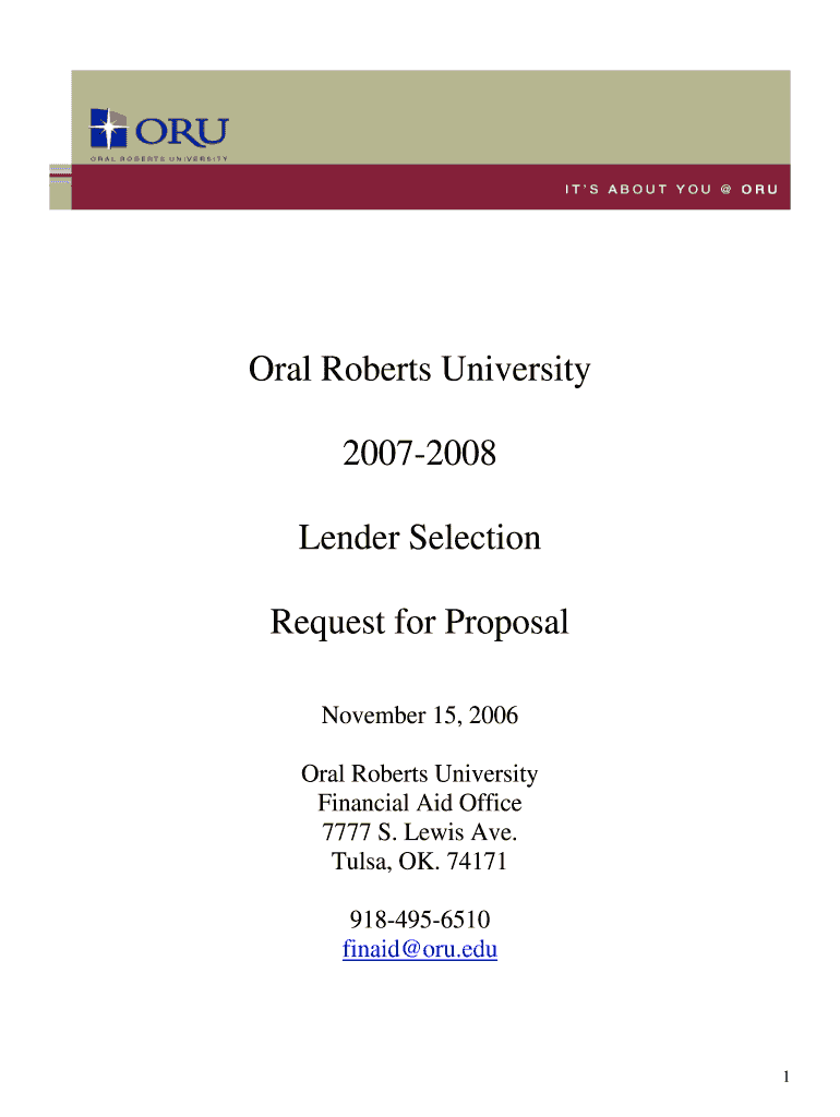 0708 ORU Request for Proposal RFP Lender Survey DOC  Form