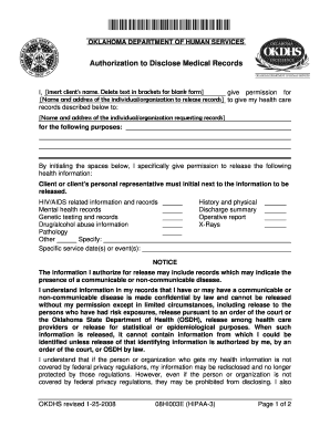 Form 08HI003E HIPAA 3 Oklahoma Department of Human Services Okdhs