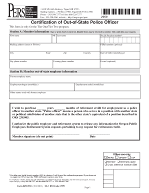 Certification of Out of State Police Officer State of Oregon Oregon  Form