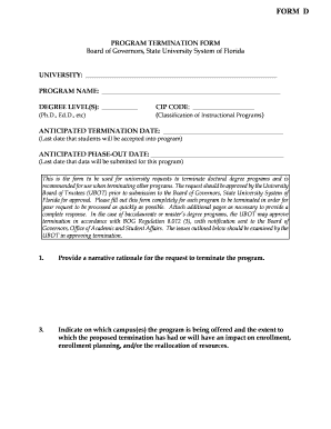 Program Termination Form