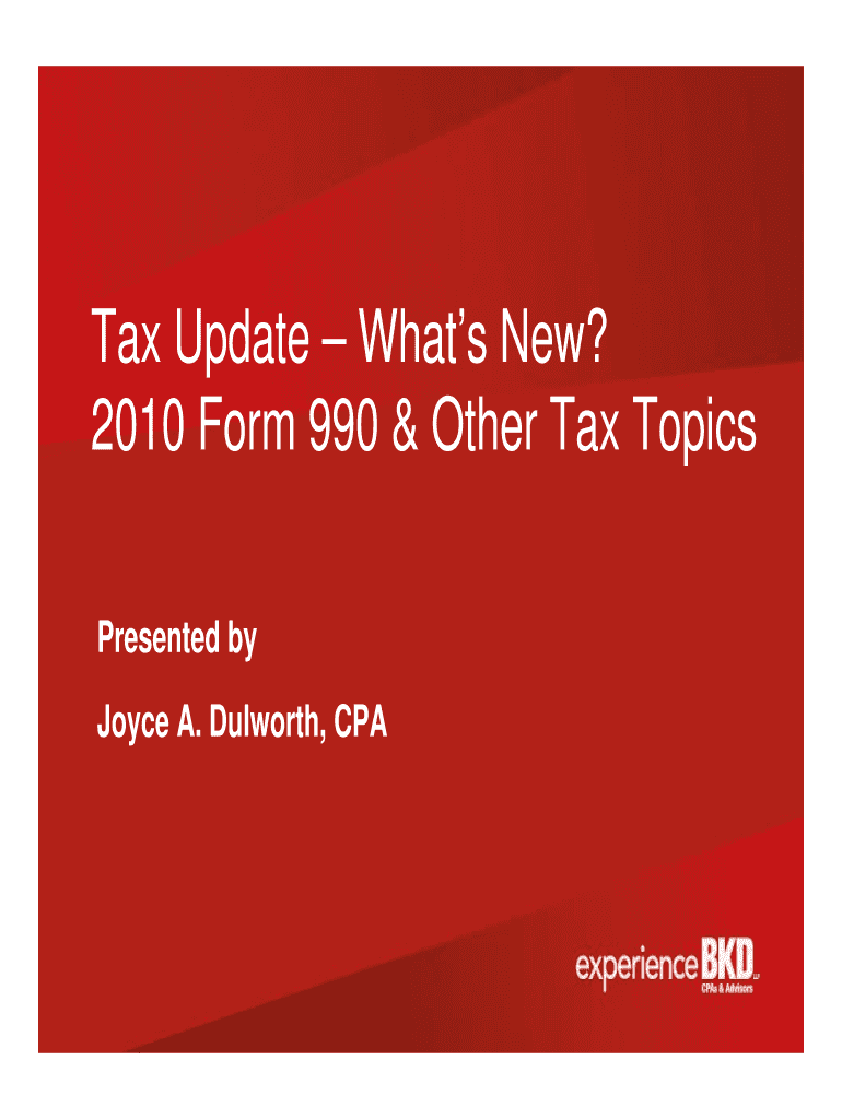 Tax Update What&#039;s New? Form 990 &amp; Other Oacubo Org