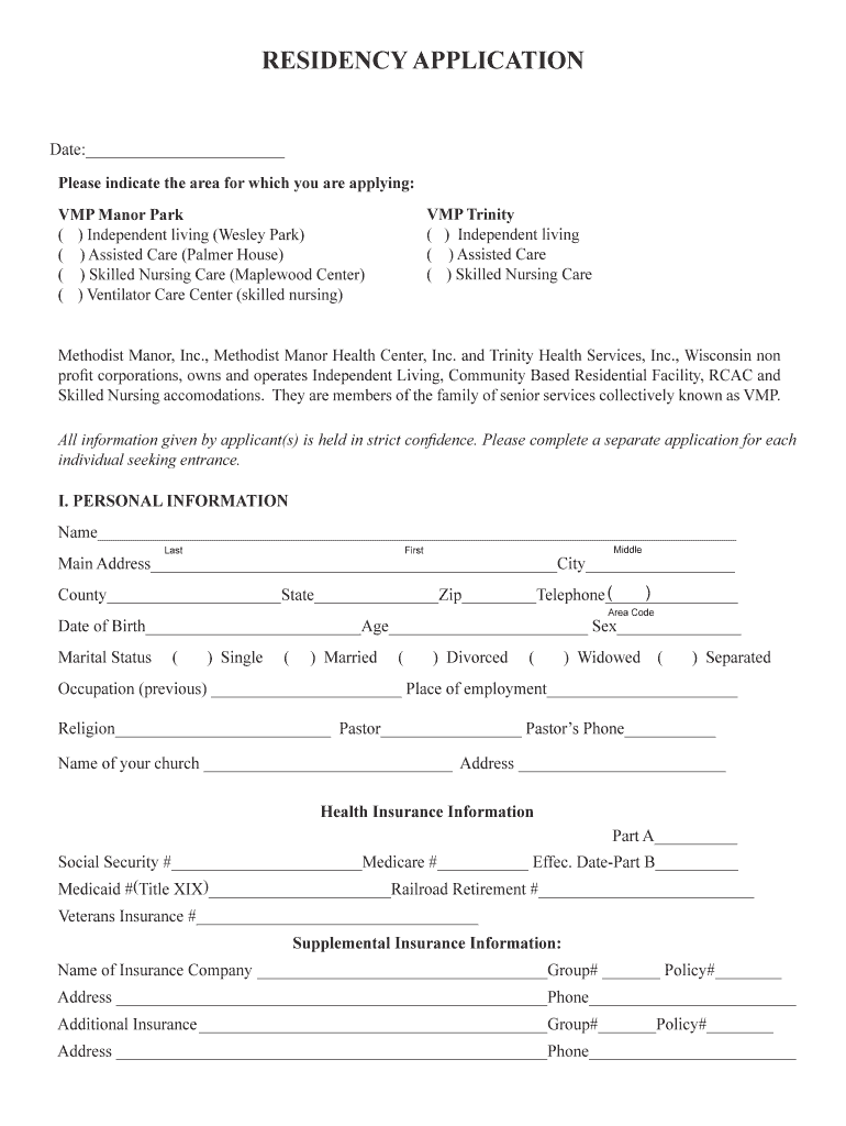 RESIDENCY APPLICATION VMP  Form