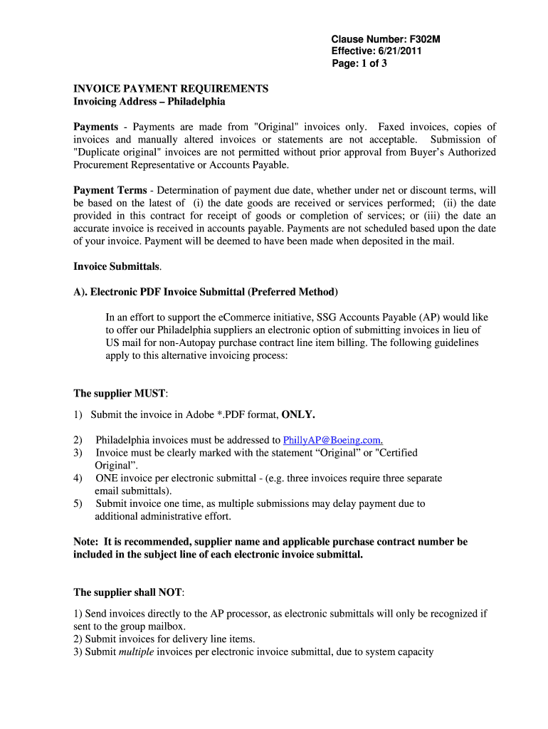 INVOICE PAYMENT REQUIREMENTS  Form