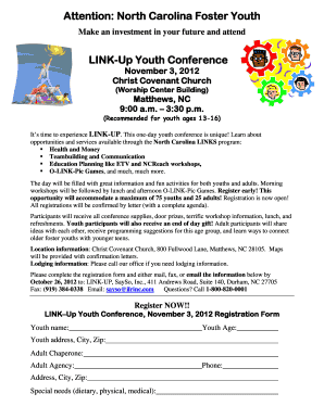 Attention North Carolina Foster Youth LINK Up Youth Sayso  Form