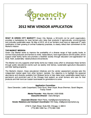 NEW VENDOR APPLICATION Green City Market  Form