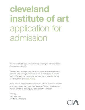 Application Form Cleveland Institute of Art