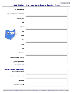 GIS Best Practices Awards Application Form State of Ohio