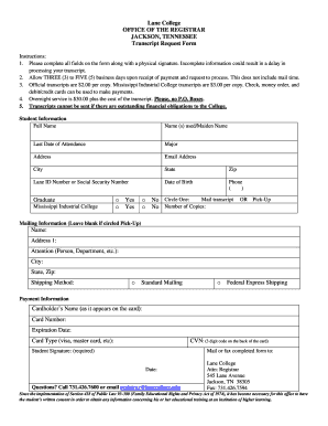 Brookhaven College Transcript  Form