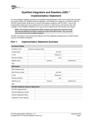 QIR Implementation Statement Pcisecuritystandards  Form