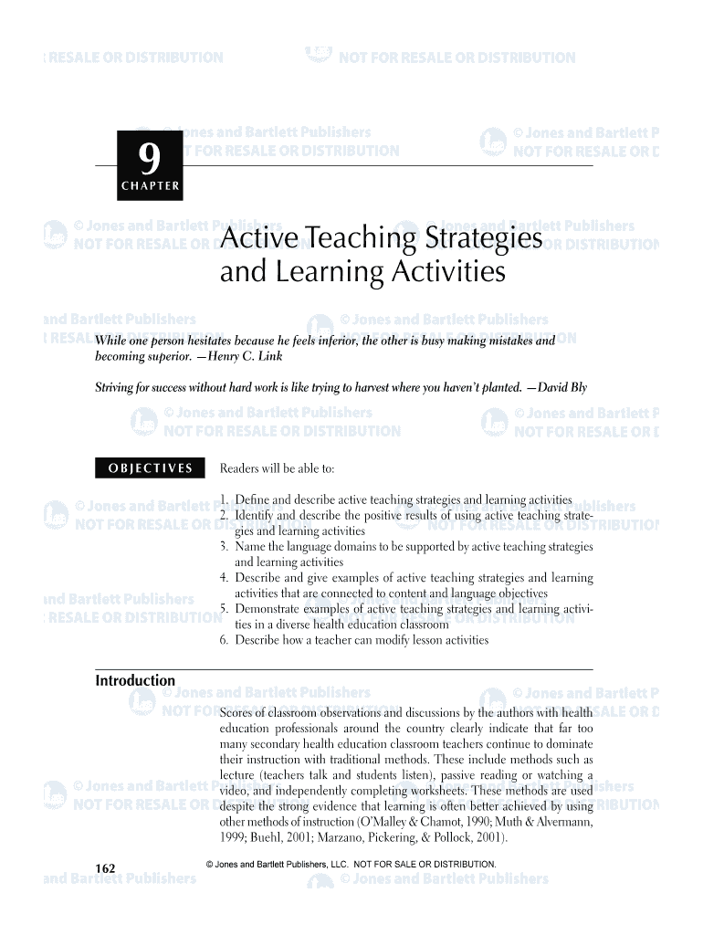 Active Teaching Strategies and Learning Activities  Form
