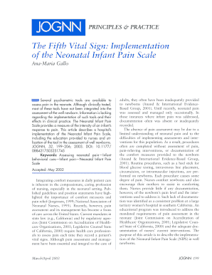 The Fifth Vital Sign Implementation of the Neonatal Infant Pain Scale  Form