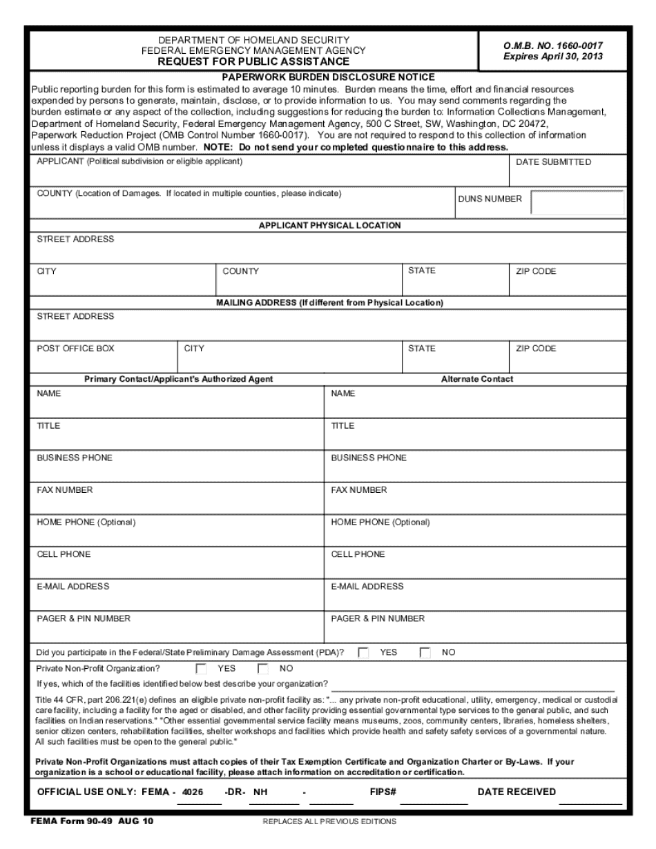  Form FEMA Declaration and Release FEMA Gov 2010-2024