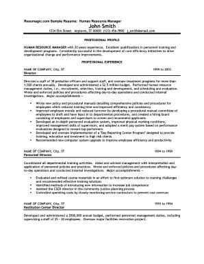 Com Sample Resume Human Resource Manager  Form