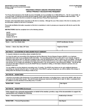 Wisconsin Chronic Disease Program WCDP HIPAA Privacy Dhs Wisconsin  Form