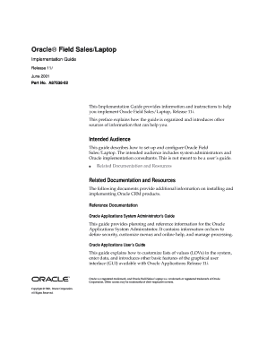 Oracle Field SalesLaptop Oracle Documentation  Form