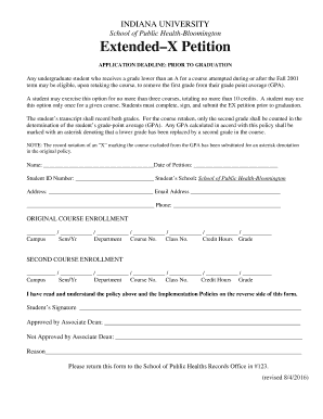 Extended X Petition School of Public Health Indiana University  Form