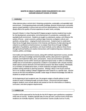 MUP Curriculum Requirements 06 Harvard Graduate School  Form