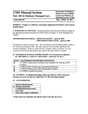 SUBJECT Chapter 11, Medicare Advantage Application Procedures and Contract  Form