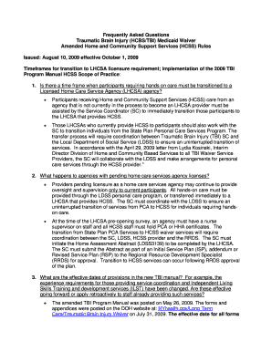 Traumatic Brain Injury HCBSTBI Medicaid Waiver  Form