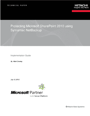 Protecting Microsoft SharePoint Using Hitachi Data Systems  Form