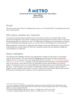 Internal Audit Semi Annual Implementation Status Report  Form