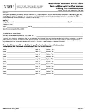 Departmental Request to Process Credit  Form