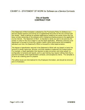 EXHIBIT X STATEMENT of WORK for Software as a Service Contracts  Form