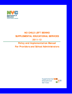 NO CHILD LEFT behind SUPPLEMENTAL EDUCATIONAL Schools Nyc  Form