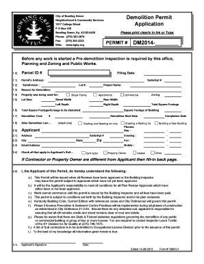 Demolition Permit Application PERMIT # DM2012 Bgky  Form