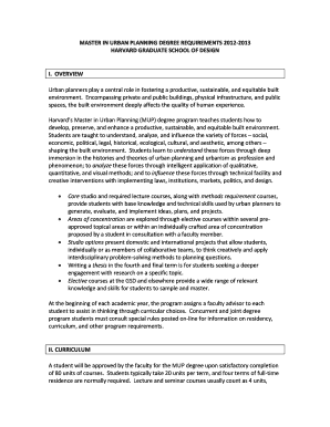 MUP Curriculum Requirements 06 Harvard University  Form