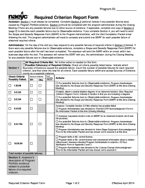 Process Verification Form National Association for the Education of Naeyc