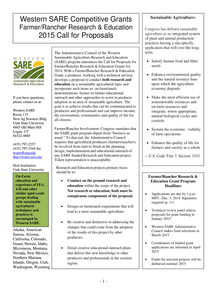 The Following Are Listed on the Western SARE Grants Page  Form